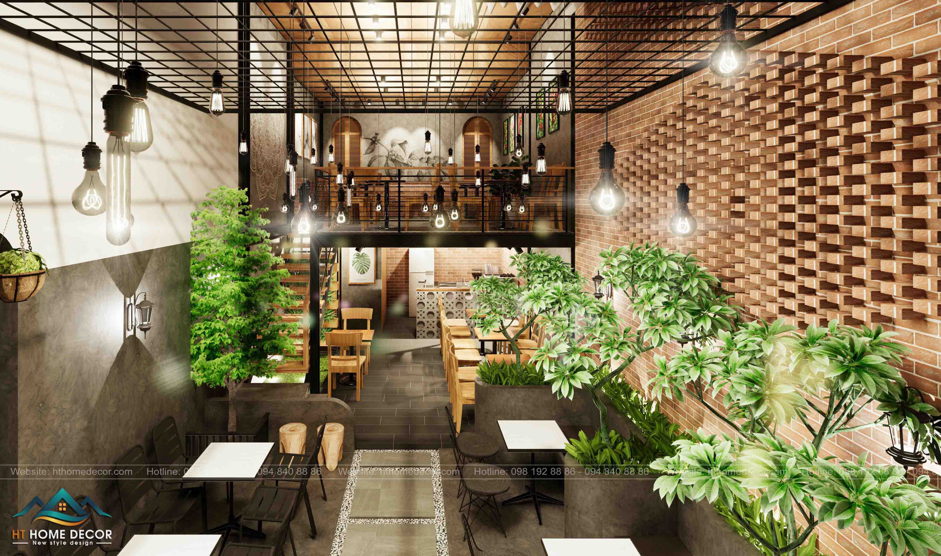Cách xây dựng bức tường của quán cà phê cây xanh đầy ấn tượng