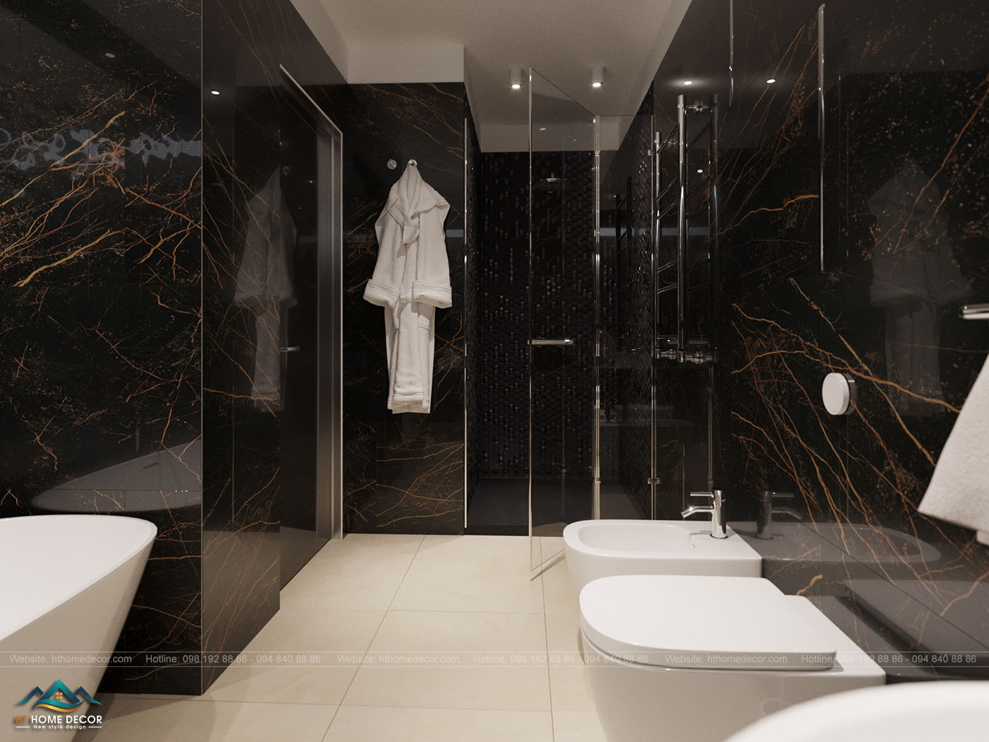Phòng tắm được thiết kế độc đáo, ngăn nắp làm cho chung cư rộng rãi hơn bao giờ hết.