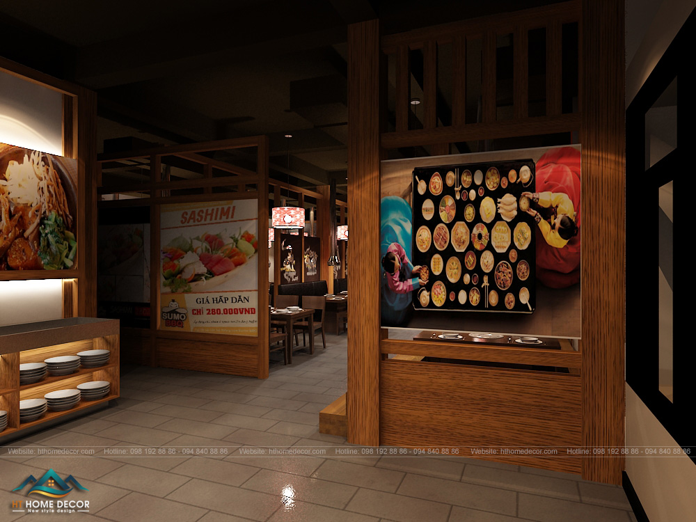Poster mang đậm không gian ẩm thực Nhật Bản. Còn có các chương trình khuyến mãi – theo kế hoạch thu hút khách hàng của nhà hàng.