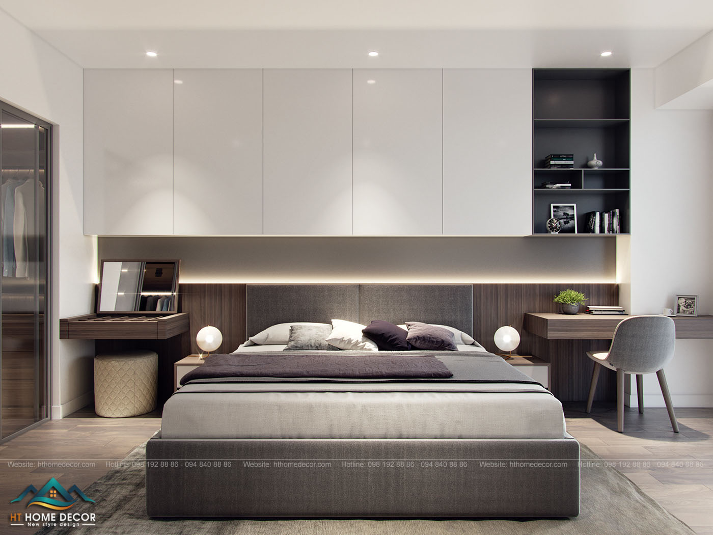 Phòng ngủ được thiết kế theo tone màu ấm áp và hài hòa thích hợp cho một giấc ngủ ngon. nhà ở tiện nghi