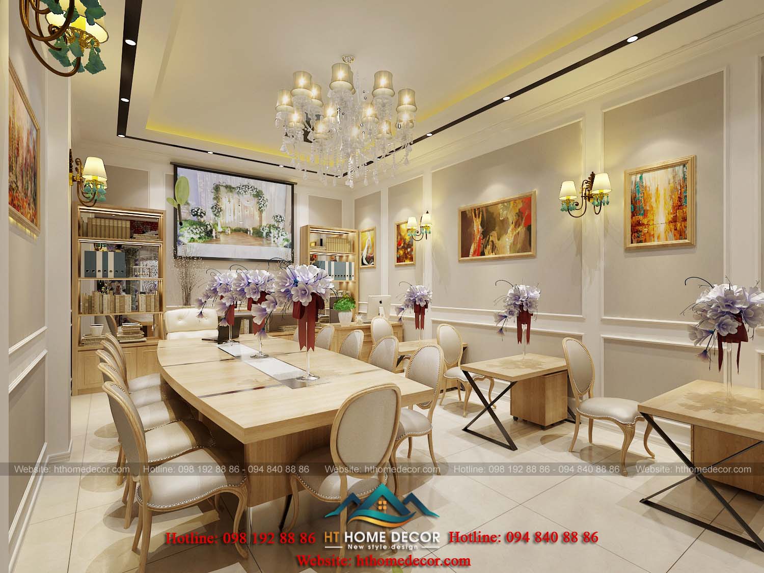 Phòng ăn đẹp mắt với chất liệu gỗ. Màu beige kết hợp trắng khiến không gian thêm rộng rãi.