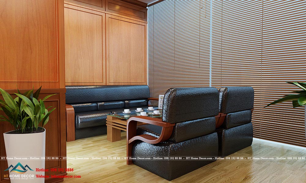 Một bộ ghế sofa bên cạnh bàn trà ấm áp dành cho những cuộc gặp gỡ với khách hàng, chốt những hợp đồng lớn cho công ty.