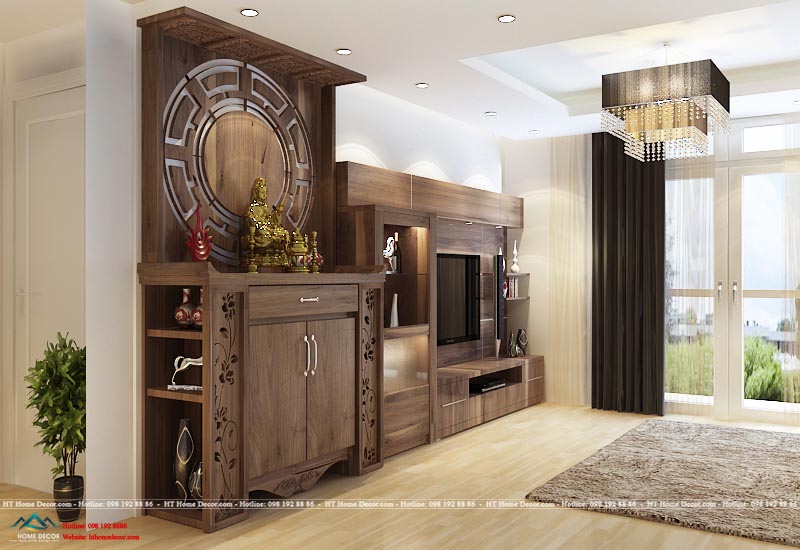 Nền sàn gỗ được chọn với gam màu vàng hột gà, sáng hơn so với các thiết kế nội thất gỗ khác. Giúp cho không gian căn hộ thêm sáng sủa hơn.